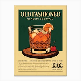 Old Fashioned Classic Cocktail Canvas Print