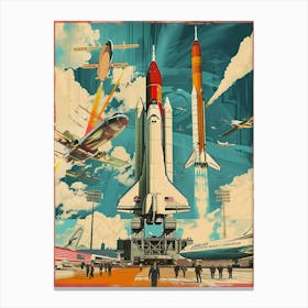 Air Space Museum New York Colourful Silkscreen Illustration 4 Canvas Print
