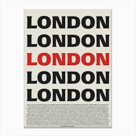London Vintage Typography Canvas Print