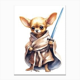 Chihuahua Dog As A Jedi 1 Canvas Print