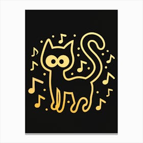 Cat With Music Notes 15 Canvas Print