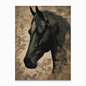 Black Horse With Abstract Background Canvas Print