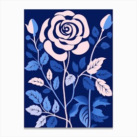 Blue Flower Illustration Rose 7 Canvas Print