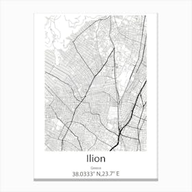 Ilion,Greece Minimalist Map Canvas Print