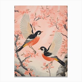 Vintage Japanese Inspired Bird Print Robin 8 Canvas Print