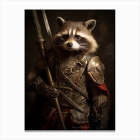 Vintage Portrait Of A Guadeloupe Raccoon 2 Canvas Print