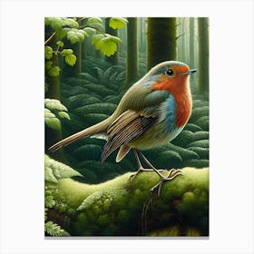 Robin In The Woods 2 Canvas Print