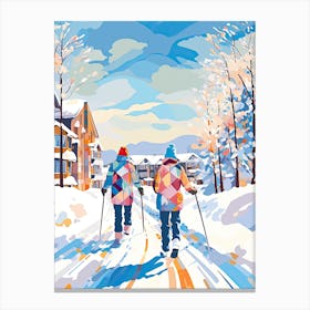 Stowe Mountain Resort   Vermont Usa, Ski Resort Illustration 2 Canvas Print
