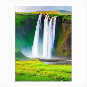 Skógafoss, Iceland Majestic, Beautiful & Classic (2) Canvas Print