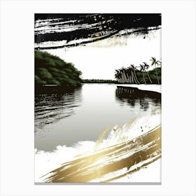 Water And Palm Trees 1 Canvas Print