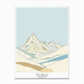 Toubkal Morocco Color Line Drawing 4 Poster Canvas Print