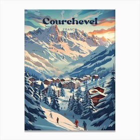 Courchevel France Winter Digital Travel Illustration Canvas Print