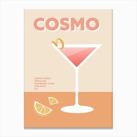 Cosmo Cocktail Pink Orange Colourful Wall Canvas Print