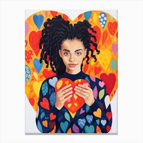 Person With Locks Holding A Heart 4 Canvas Print