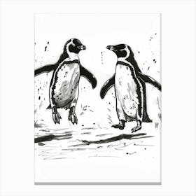 Emperor Penguin Chasing Each Other 1 Canvas Print