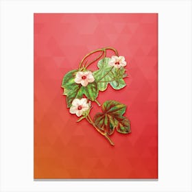 Vintage Aiton's Ipomoea Flower Botanical Art on Fiery Red Canvas Print