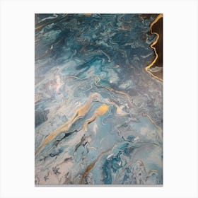 Blue And Gold Abstract Painting Canvas Print