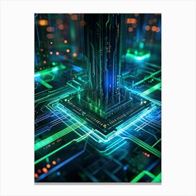 Abstract Depiction Of Advanced Cybersecurity Concept Interlacing Neural Network Patterns And Thick (3) Canvas Print