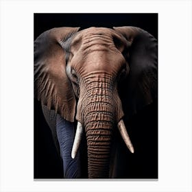 Color Photograph Of A Elephant Face Canvas Print