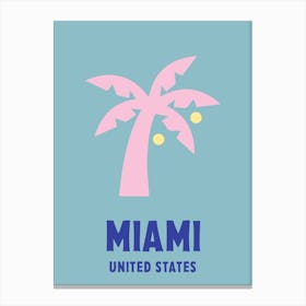 Miami, United States, Graphic Style Poster 3 Canvas Print