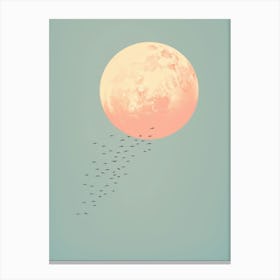 Full Moon With Birds Canvas Print