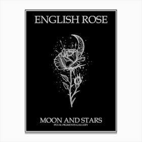 English Rose Moon And Stars Line Drawing 3 Poster Inverted Canvas Print