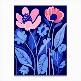 Blue Flower Illustration Tulip 2 Canvas Print