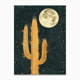 Moon Cactus Minimalist Abstract Illustration 4 Canvas Print