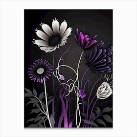 Purple black flowers 1 Canvas Print