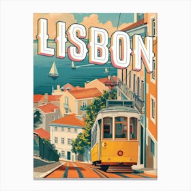 Travel Poster Of Lisbon Portugal Small Canvas Print