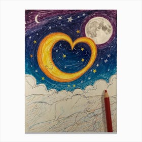 Moon And Heart Canvas Print