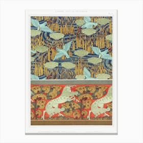 Kingfishers And Butome In Umbel, Wallpaper From The Animal In The Decoration (1897), Maurice Pillard Verneuil Canvas Print