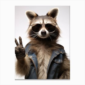 A Honduran Raccoon Doing Peace Sign Wearing Sunglasses 1 Canvas Print