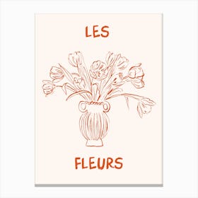 Les Fleurs Flower Vase Hand Drawn 4 Canvas Print