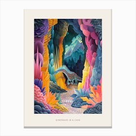 Dinosaur In The Colourful Cave Painting 2 Poster Canvas Print