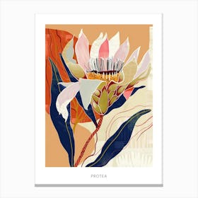 Colourful Flower Illustration Poster Protea 2 Canvas Print