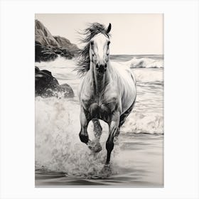 A Horse Oil Painting In Praia Do Camilo, Portugal, Portrait 2 Canvas Print
