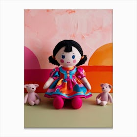 Doll With Teddy Bears Canvas Print