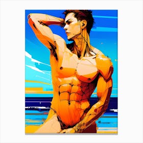 Nude Gay Man On The Beach Canvas Print