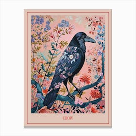 Floral Animal Painting Crow 2 Poster Canvas Print