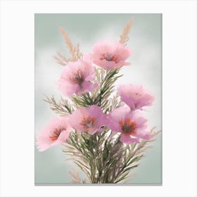 Heather Flowers Acrylic Painting In Pastel Colours 1 Canvas Print