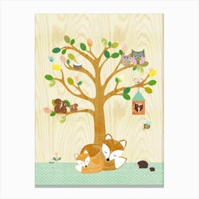Nursery Tree and Fox Canvas Print
