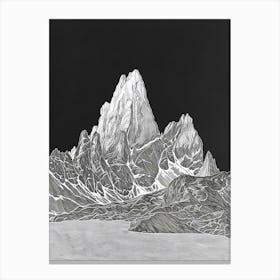 Tryfan Mountain Line Drawing 8 Canvas Print