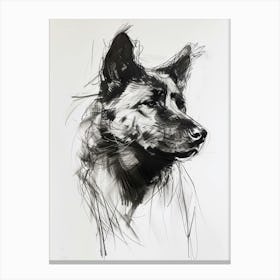 Akita Dog Charcoal Line Canvas Print