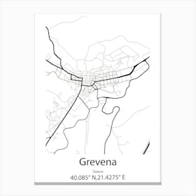 Grevena,Greece Minimalist Map Canvas Print