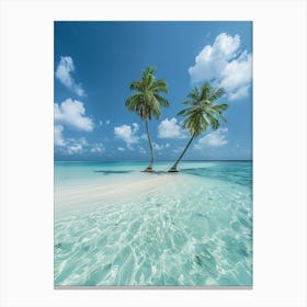 Two Palm Trees On The Beach Canvas Print