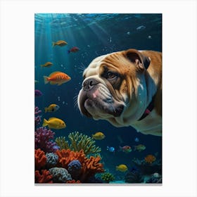 Bulldog Under The Sea 2 Canvas Print