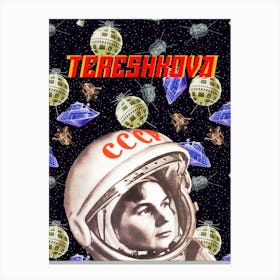 First woman astronaut — Soviet space art [Sovietwave] Canvas Print