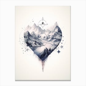 Compass Heart Illustration 2 Canvas Print