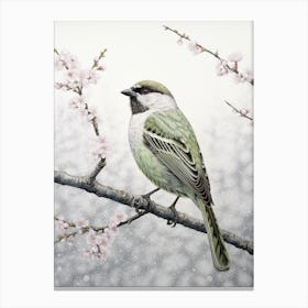 Ohara Koson Inspired Bird Painting Sparrow 3 Canvas Print